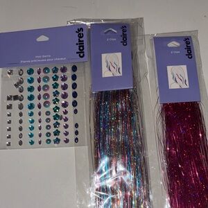 Claire's Multicolor Hair Gems and Tinsel Clips Set